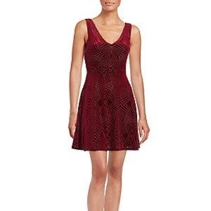Saks Fifth Avenue red velvet skater dress